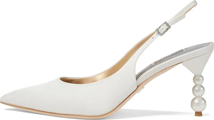 Badgley Mischka Beatrix High Women's Heels Soft White : 8.5 M, Leather - Image 5