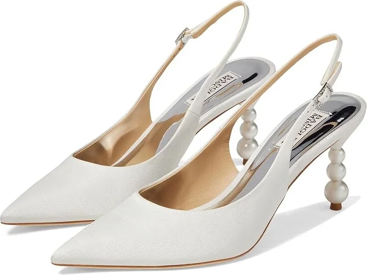 Badgley Mischka Beatrix High Women's Heels Soft White : 8.5 M, Leather