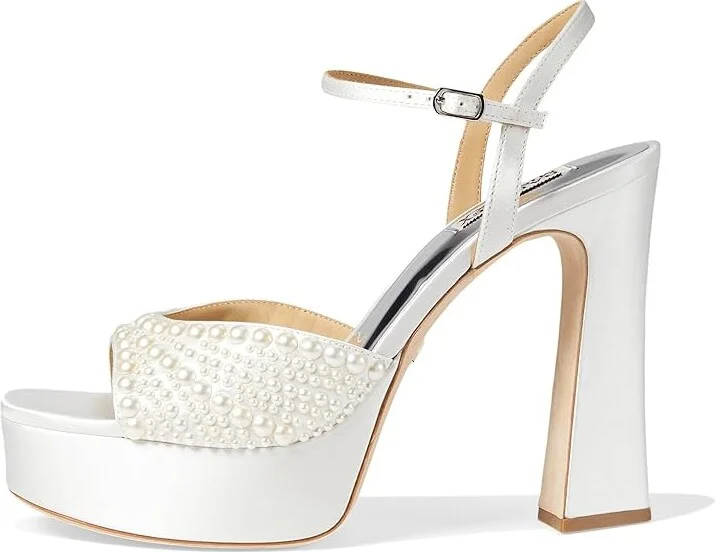 Badgley Mischka Bryleigh Women's Sandals Soft White : 9.5 M, Leather - Image 5