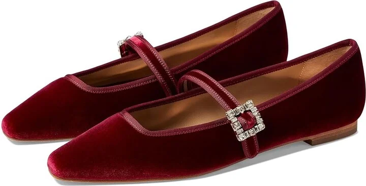 Badgley Mischka Brystol Women's Flat Shoes Ruby Red : 9 M, Leather/Silk