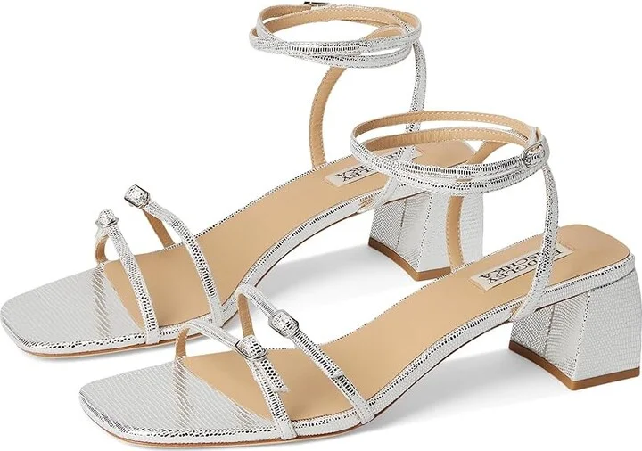 Badgley Mischka Dania Women's Wedge Shoes Silver Lizard : 7.5 M, Leather