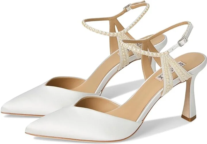 Badgley Mischka Destinee High Women's Heels Soft White : 8.5 M, Leather