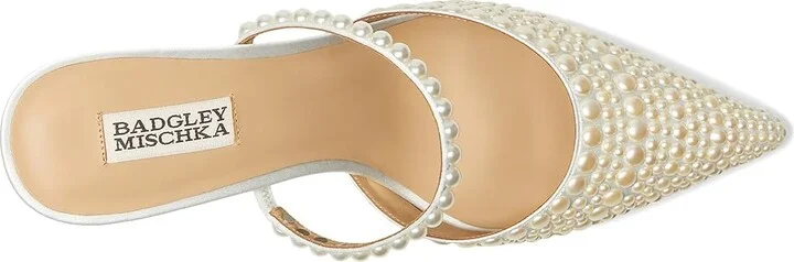 Badgley Mischka Duchess High Women's Heels Soft White : 8.5 M, Leather/Rubber - Image 2