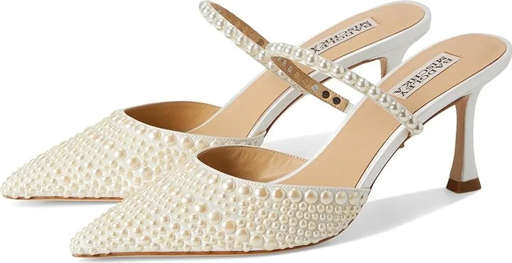 Badgley Mischka Duchess High Women's Heels Soft White : 8.5 M, Leather/Rubber