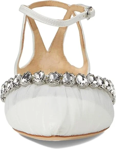 Badgley Mischka Evelynn Women's Shoes Soft White : 6 M, Satin - Image 2