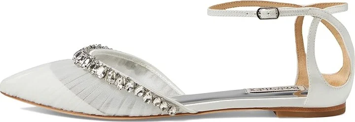 Badgley Mischka Evelynn Women's Shoes Soft White : 6 M, Satin - Image 5