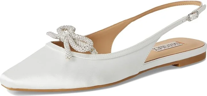 Badgley Mischka Genesis Women's Flat Shoes Soft White : 8 M, Silk - Image 5