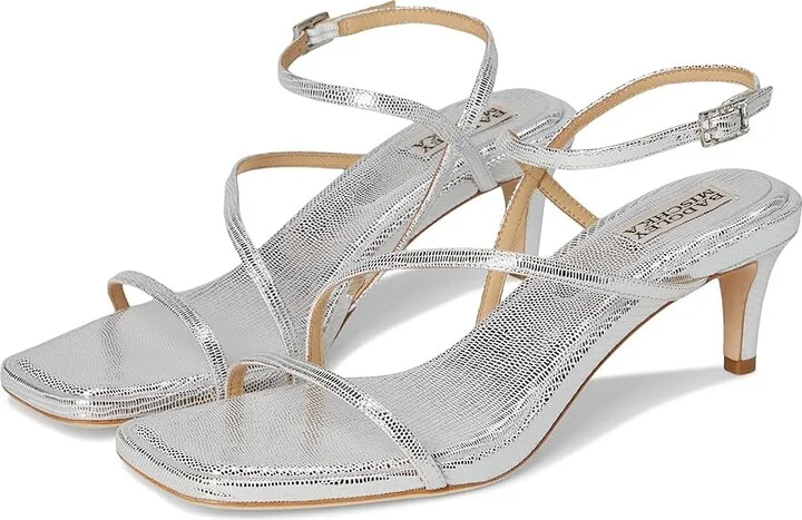 Badgley Mischka Gracelyn Women's Sandals Silver Lizard : 9 M, Leather