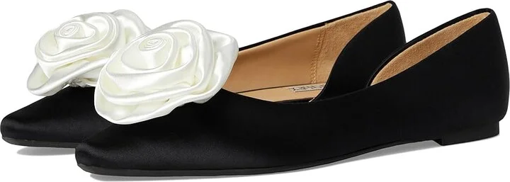 Badgley Mischka Jana Women's Flat Shoes Black : 6.5 M, Leather/Rubber/Silk