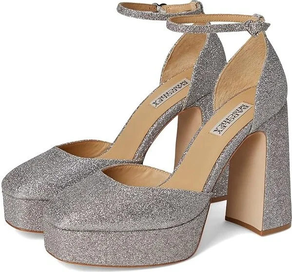 Badgley Mischka Jayda High Women's Heels Antique Silver : 9.5 M, Leather