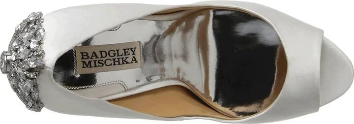 Badgley Mischka Kiara High Women's Heels White Satin : 7 M, Leather - Image 3