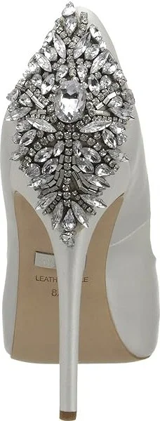 Badgley Mischka Kiara High Women's Heels White Satin : 7 M, Leather - Image 5