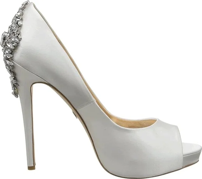 Badgley Mischka Kiara High Women's Heels White Satin : 7 M, Leather - Image 8