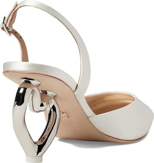 Badgley Mischka Lucille High Women's Heels Soft White : 8.5 M, Leather - Image 4