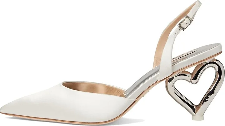 Badgley Mischka Lucille High Women's Heels Soft White : 8.5 M, Leather - Image 5