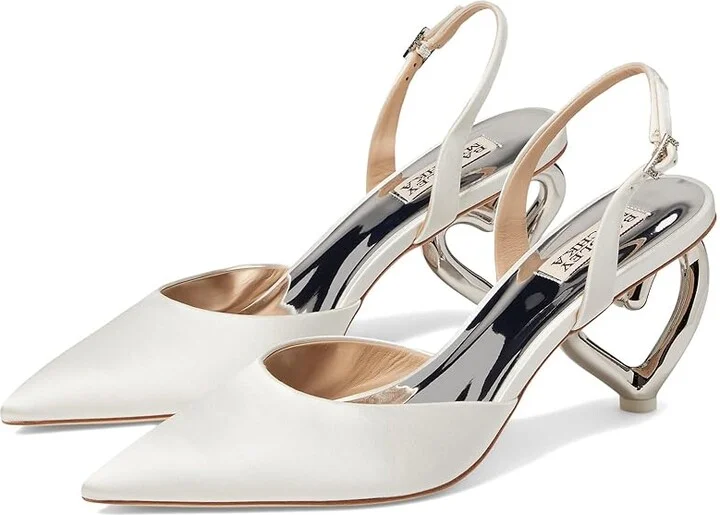 Badgley Mischka Lucille High Women's Heels Soft White : 8.5 M, Leather