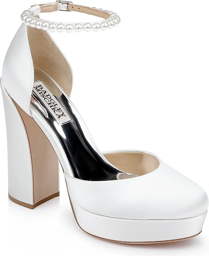 Badgley Mischka Women's Felixa Almond Toe Adorned Strap High Heel Pumps