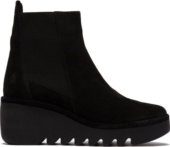 BAGU233FLY P501233000 Boots Women's 8-8.5 Black Wedge Chelsea ZPO696 (Black,8-8.5)