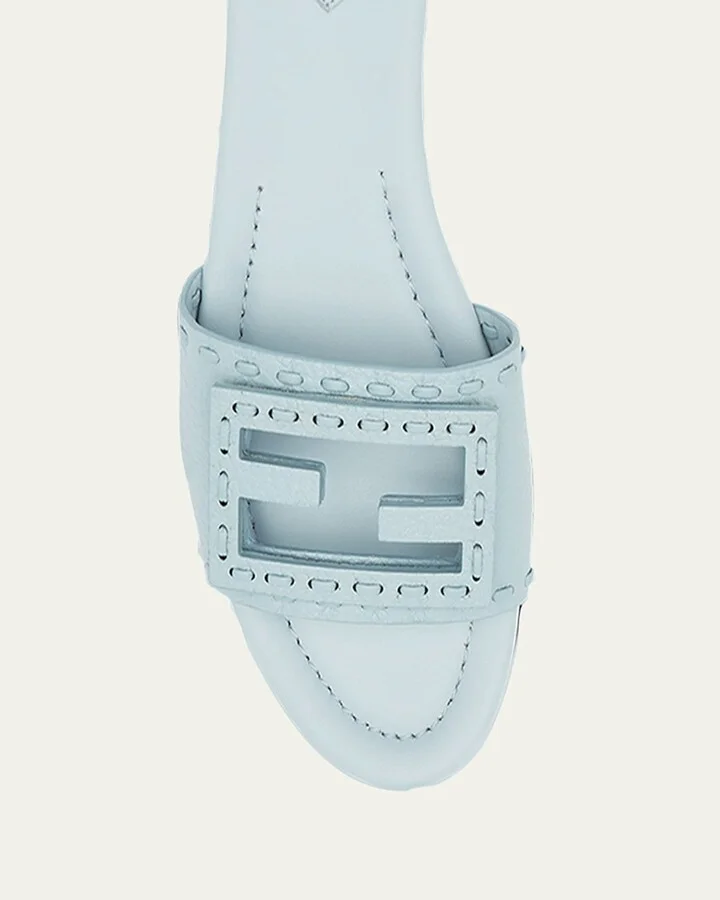 Baguette FF Leather Buckle Flat Slide Sandals - Image 4