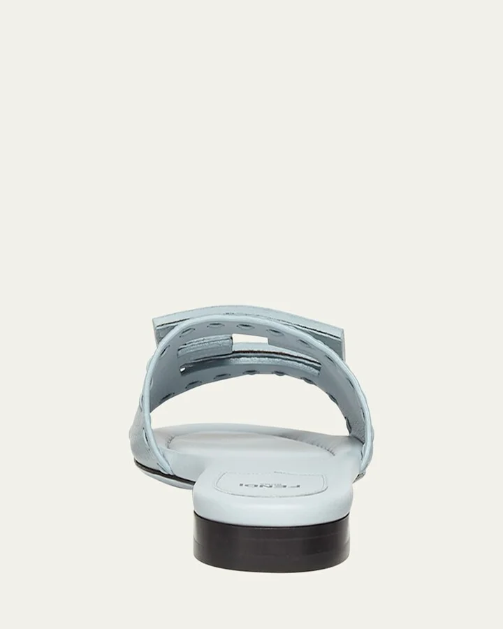 Baguette FF Leather Buckle Flat Slide Sandals - Image 6