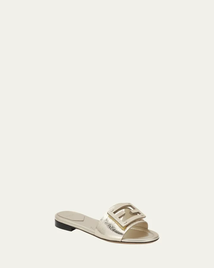 Baguette FF Tube Metallic Medallion Flat Sandals - Image 6