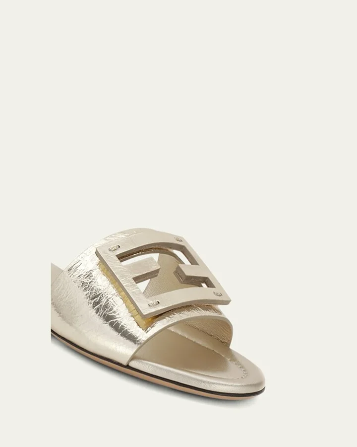 Baguette FF Tube Metallic Medallion Flat Sandals - Image 7