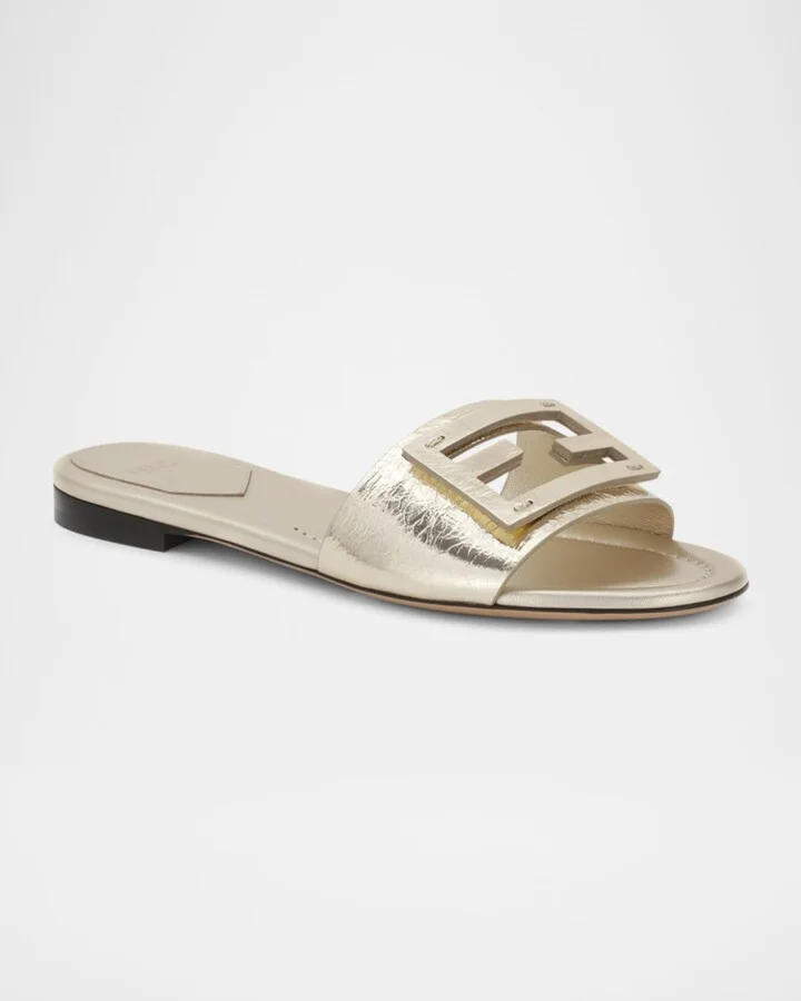 Baguette FF Tube Metallic Medallion Flat Sandals - Image 3