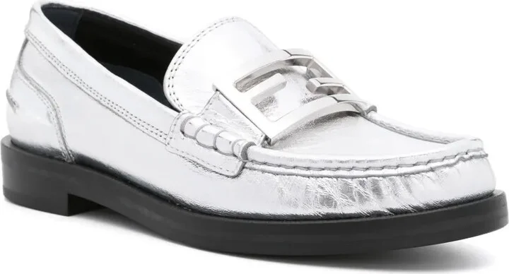 Baguette metallic leather loafers - Image 2