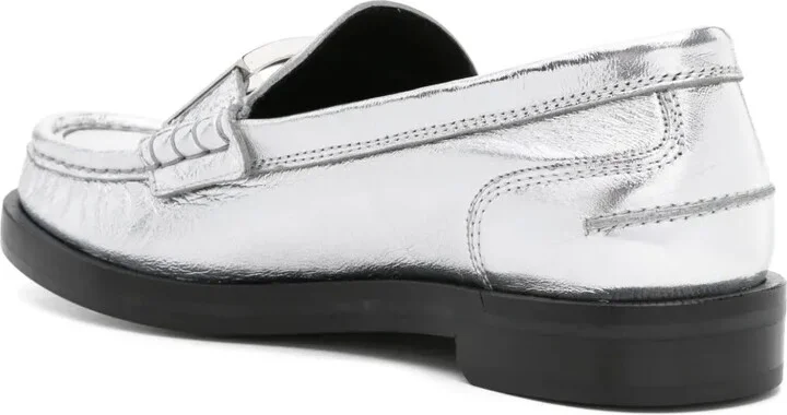 Baguette metallic leather loafers - Image 3