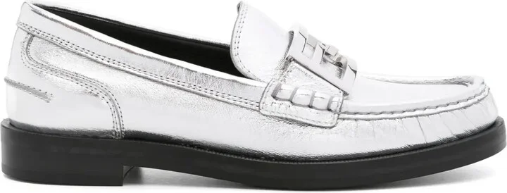 Baguette metallic leather loafers