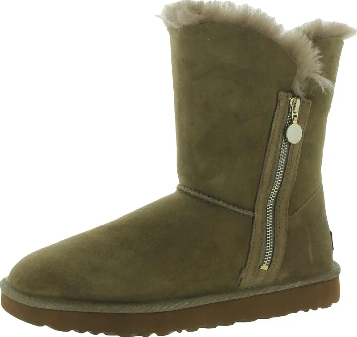 Bailey Zip Short Womens Suede Shearling Winter Boots