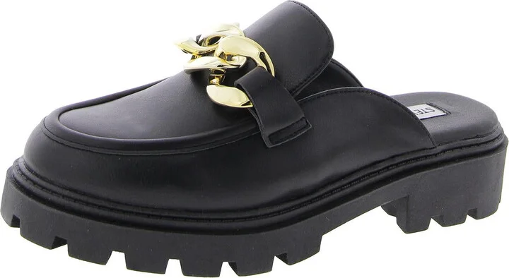 Balanced Womens Faux Leather Block Heel Mules