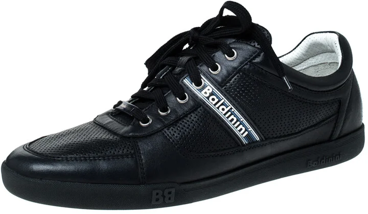 Baldinini Blue Perforated Leather Lace Up Sneakers Size 44