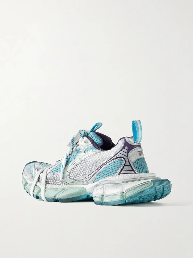 Balenciaga - 3xl Leather-trimmed Mesh And Rubber Sneakers - Blue - Image 3