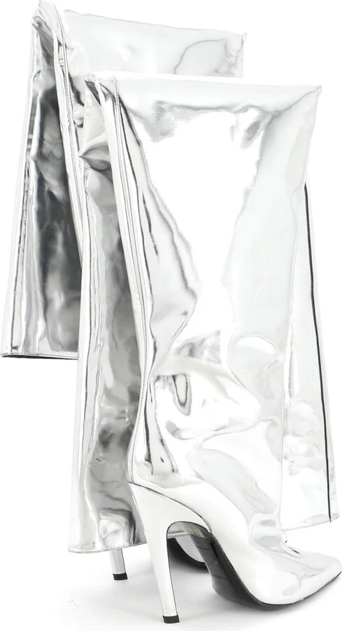 Balenciaga All The Time Over the Knee Boots Metallic Leather - Image 3