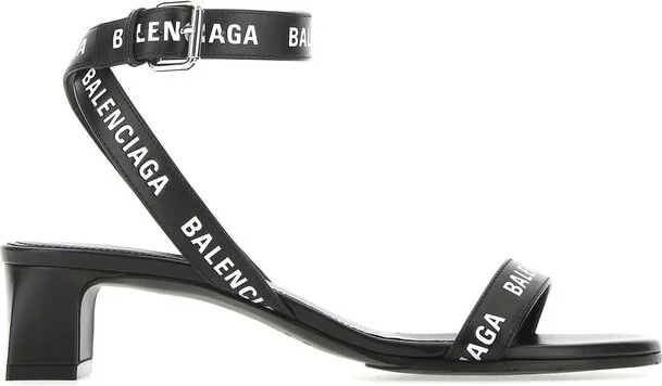 Balenciaga Allover Logo Ankle Strap Sandals