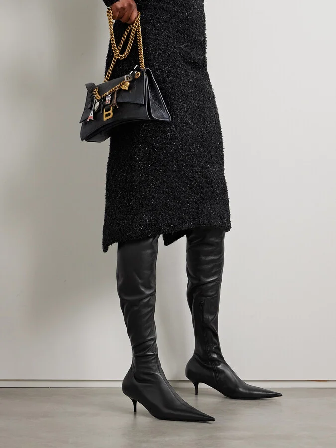 Balenciaga - Avenue Leather Over-the-knee Boots - Black - Image 2