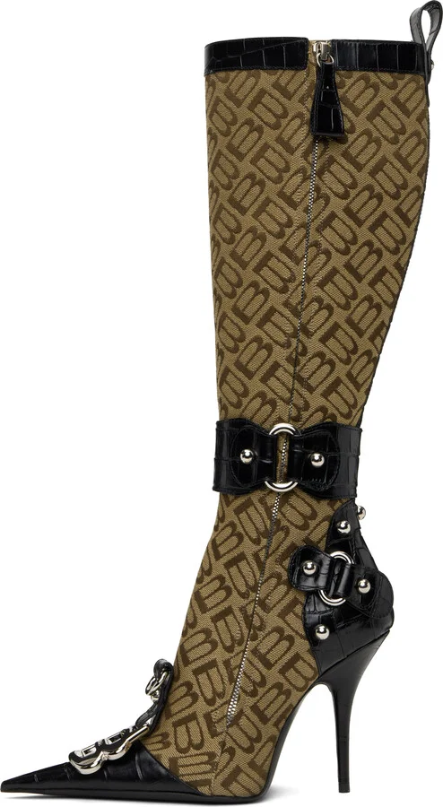 Balenciaga Beige & Black Essex 110mm Tall Boots - Image 3