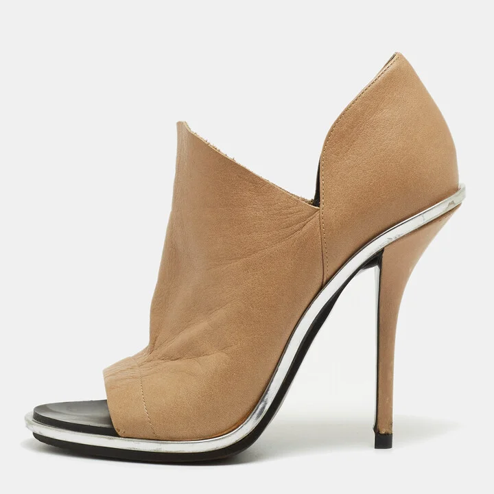 Balenciaga Beige Leather Glove Open Toe Pumps Size 39