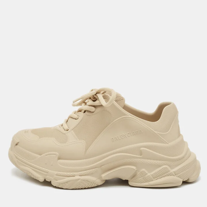 Balenciaga Beige Rubber Triple S Mold Sneakers Size 36