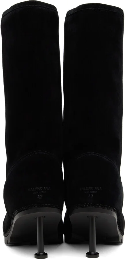Balenciaga Black Alaska Fur 90mm High Boots - Image 2