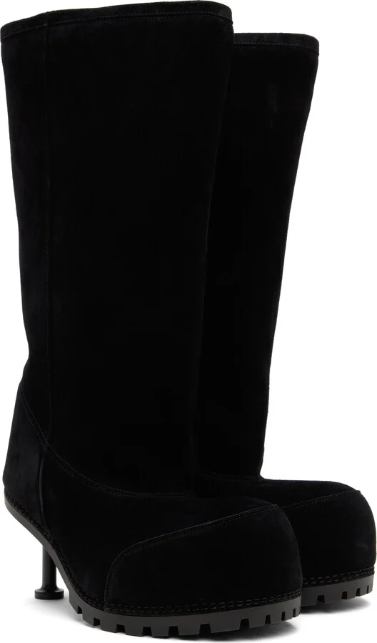 Balenciaga Black Alaska Fur 90mm High Boots - Image 4