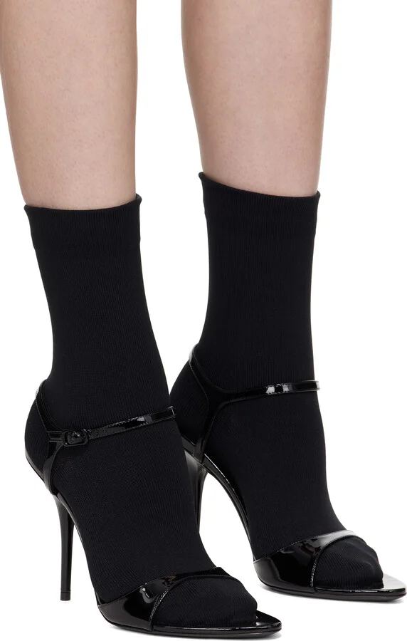 Balenciaga Black Avenue Sock 110 Heeled Sandals - Image 4