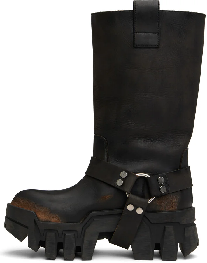 Balenciaga Black Bulldozer Harness Boots - Image 3