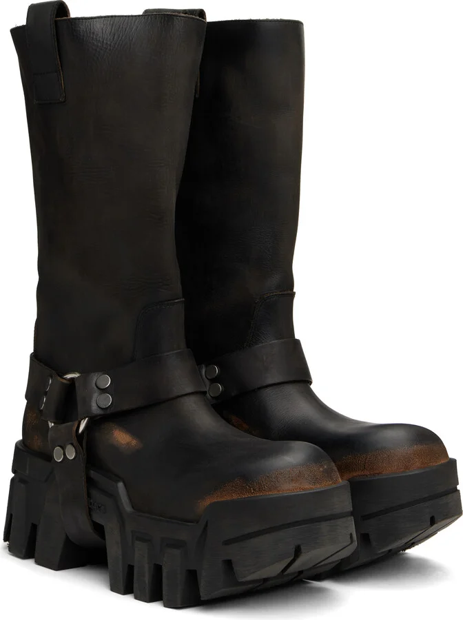Balenciaga Black Bulldozer Harness Boots - Image 4