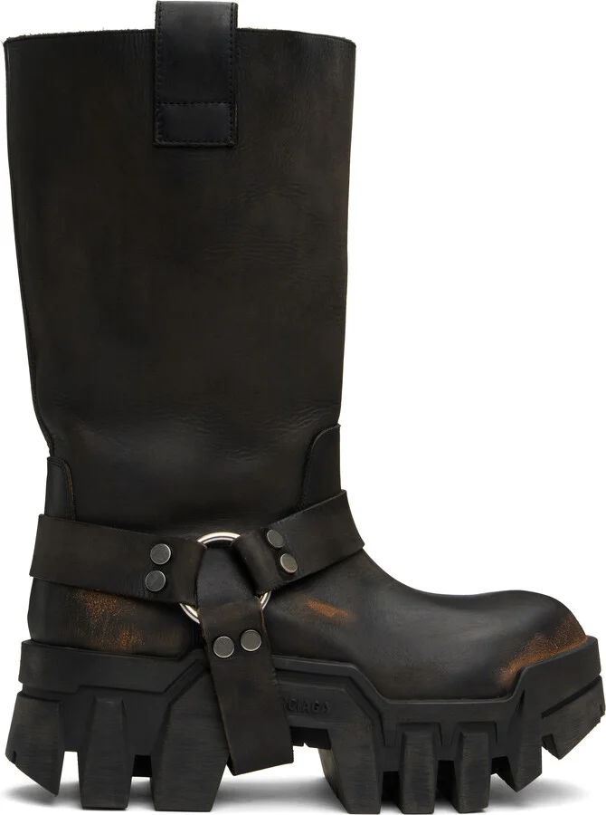 Balenciaga Black Bulldozer Harness Boots