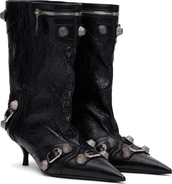 Balenciaga Black Cagole Wide 50mm Boots - Image 4