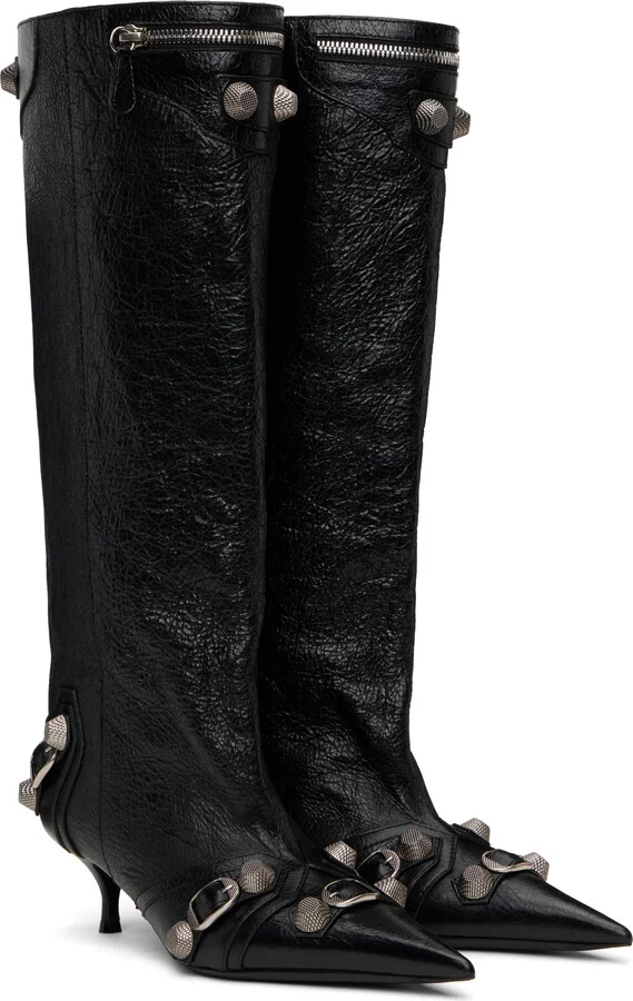 Balenciaga Black Cagole Wide 50mm Boots - Image 4