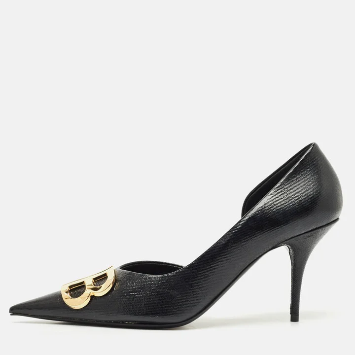 Balenciaga Black Coated Fabric BB Knife Pumps Size 41