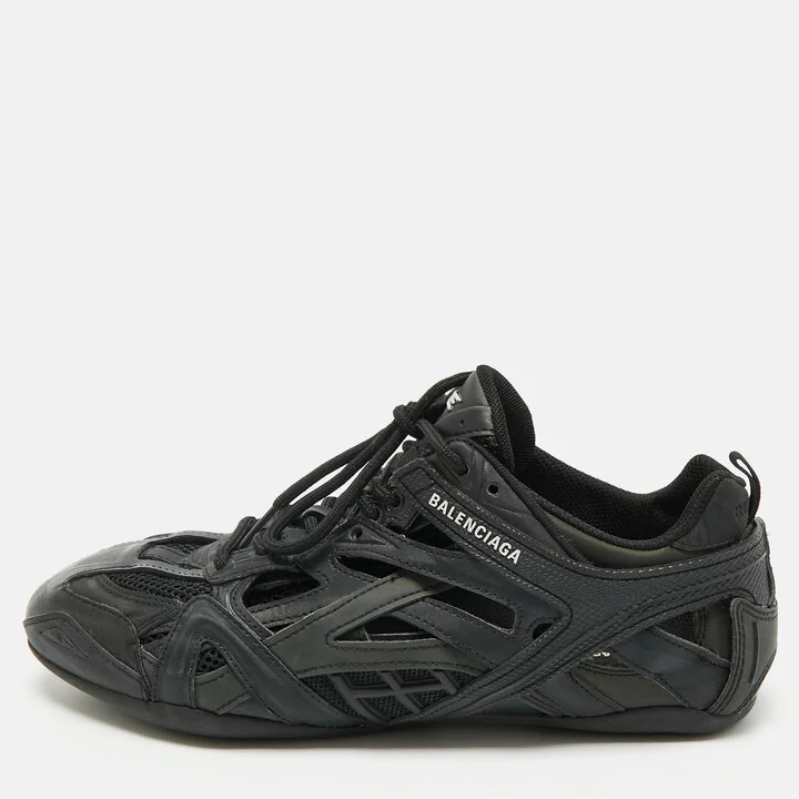 Balenciaga Black Faux Leather and Mesh Drive Sneakers Size 40